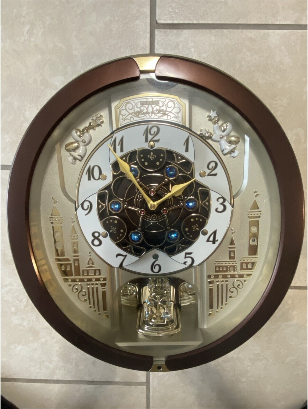 Melodies in Motion Musical Wall Clock,Spring Dance Adjustable Volume,16"Wx17.4"H